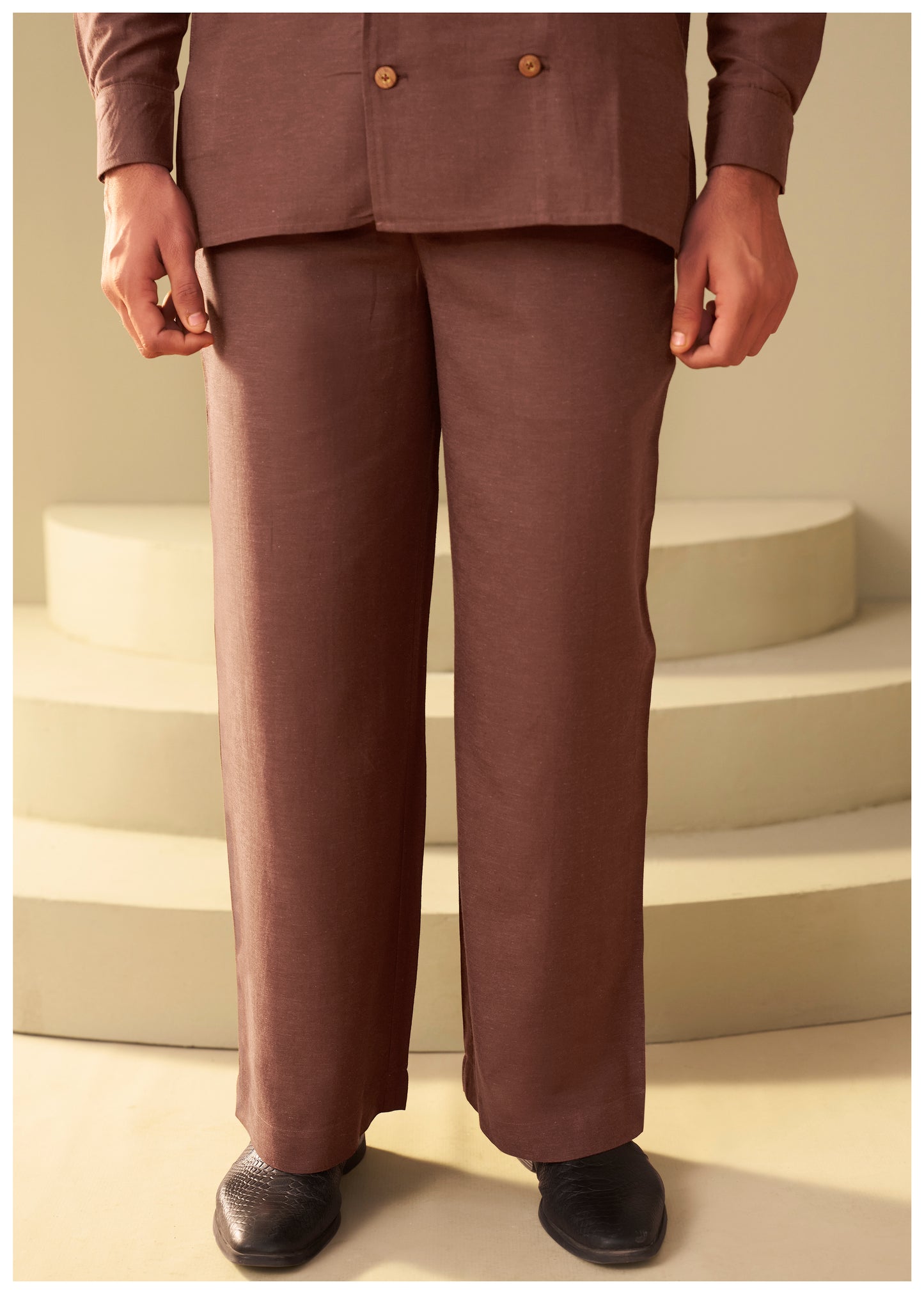 Brown Double-Breasted Co-Ord Set Men Full Length – Ethnoir India