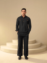 Black Men's Co-Ord Set – Linen Cotton Minimal Modern Fit