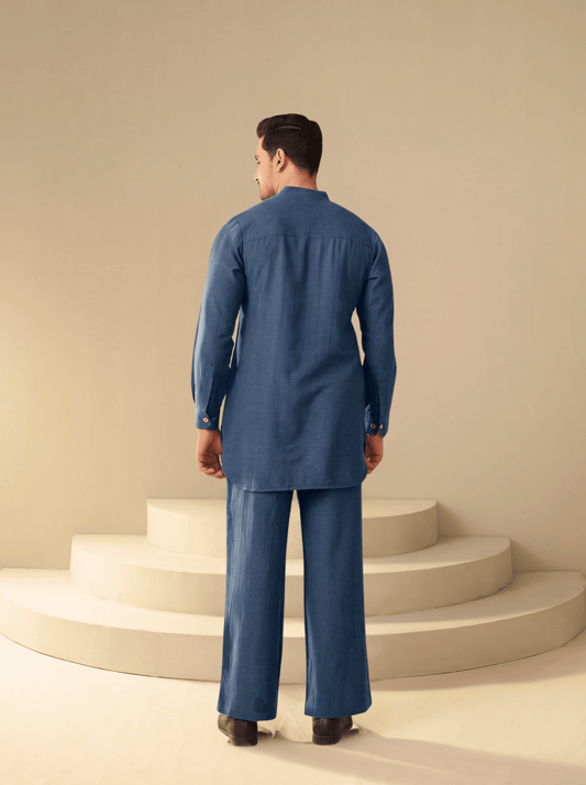 Navy Blue Men's Co-Ord Set – Linen Cotton Minimal Modern Fit