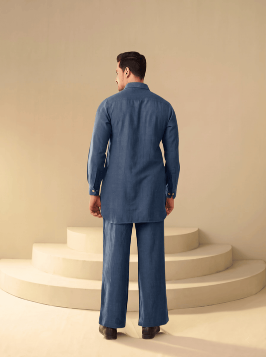 Navy Blue Men's Co-Ord Set – Linen Cotton Minimal Modern Fit