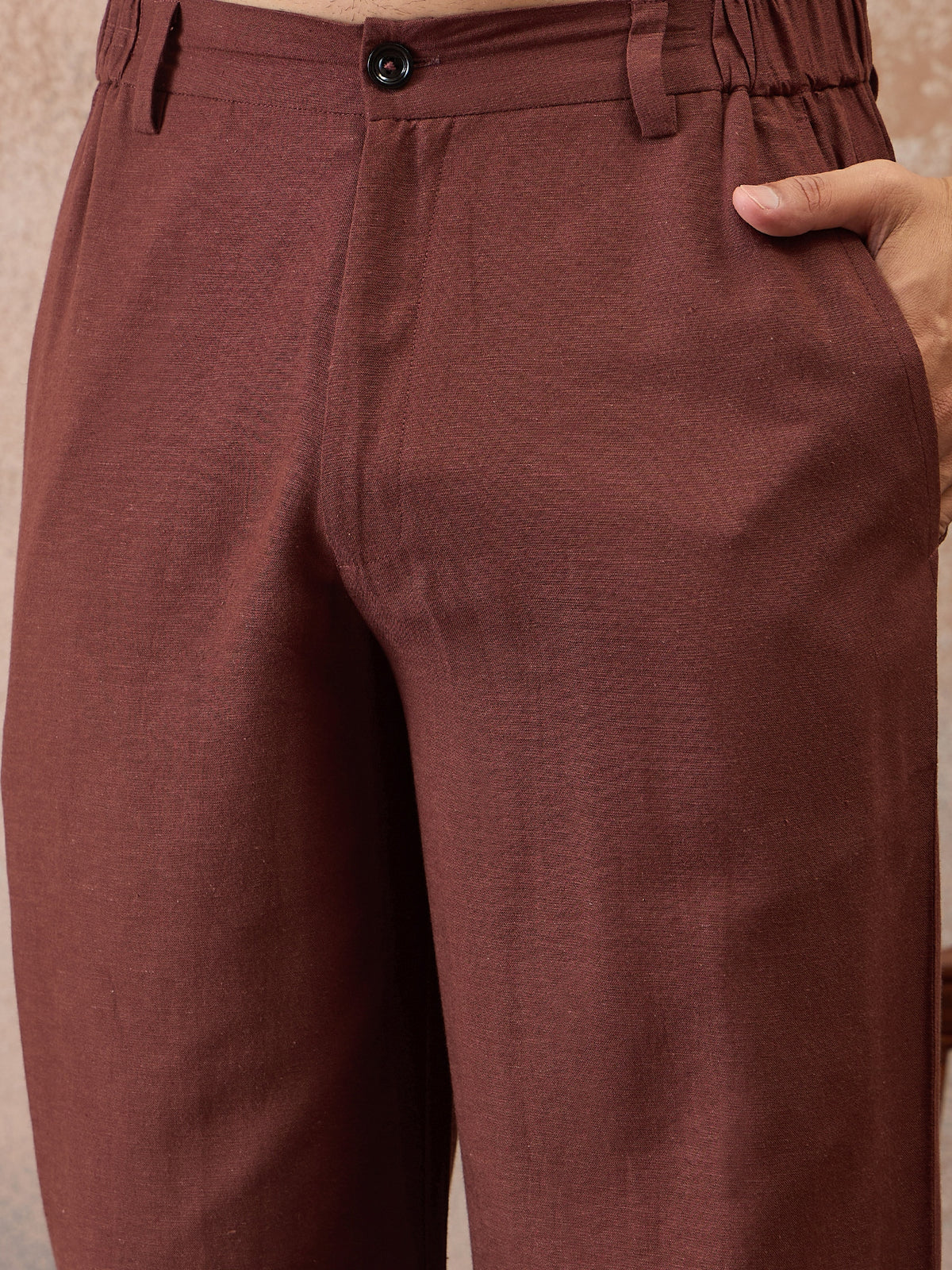 Rust Brown Cotton Linen Kurta Co-Ord Set