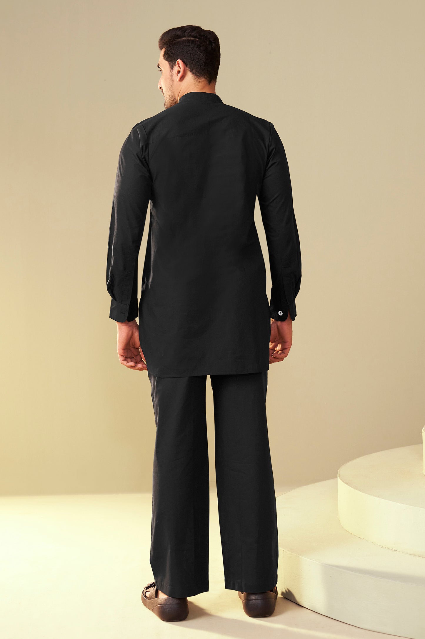 Noir Black Men's Paisley Embroidered Kurta Co-Ord Set