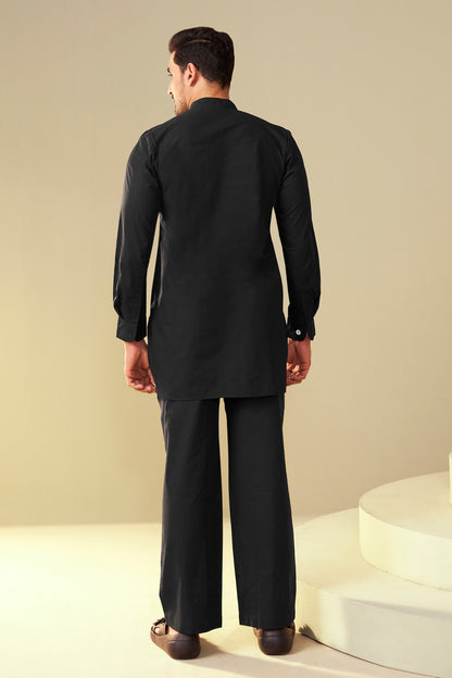 Noir Black Men's Paisley Embroidered Kurta Co-Ord Set