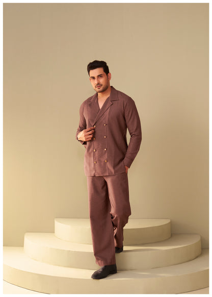 Brown Double-Breasted Kurta Set Men – Modern Premium Ethnic Wear Ethnoir