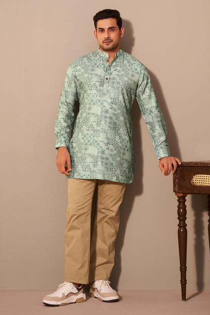 Sage Green Poly Linen Kurta Men – Understated Ethnic Wear Ethnoir India