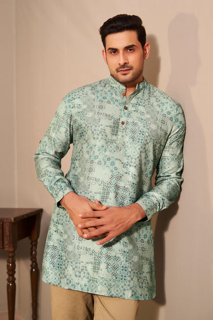 Sage Green Kurta Men Back View – Understated Ethnic Ethnoir