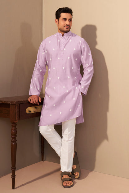 Lavender Roman Silk Kurta Men Festive Wedding Ethnic Wear – Ethnoir India