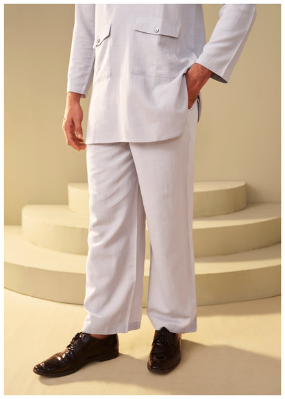 Grey Cotton Linen Kurta Set Men Full Length – Premium Ethnic Ethnoir India