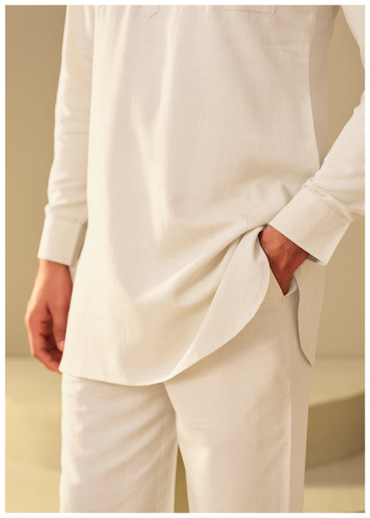 Sand Beige Kurta Set for Men Back View – Modern Ethnic Ethnoir