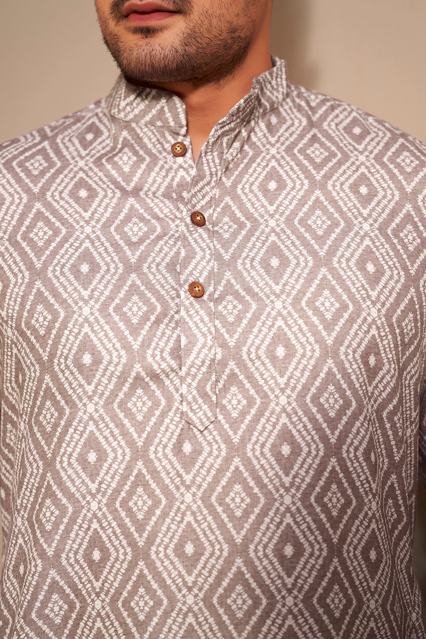 Stone Grey Diamond Kurta Men Full Length – Minimal Ethnic Ethnoir