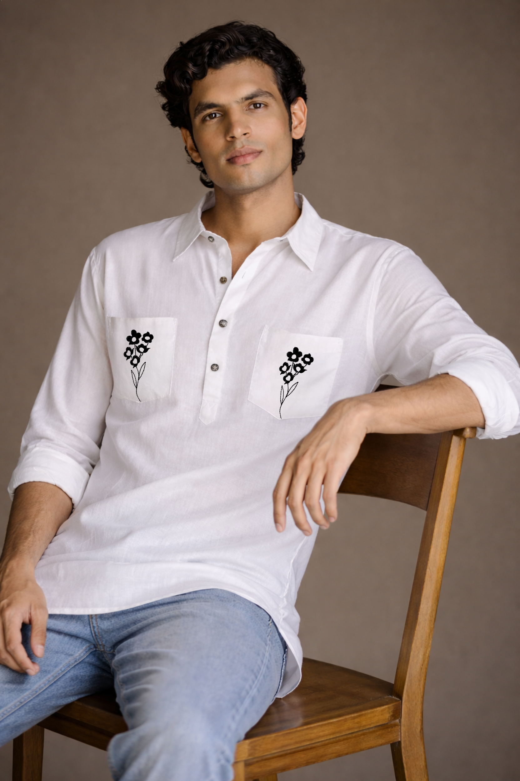 White Poly Linen Short Kurta Men – Premium Ethnic Wear Ethnoir India
