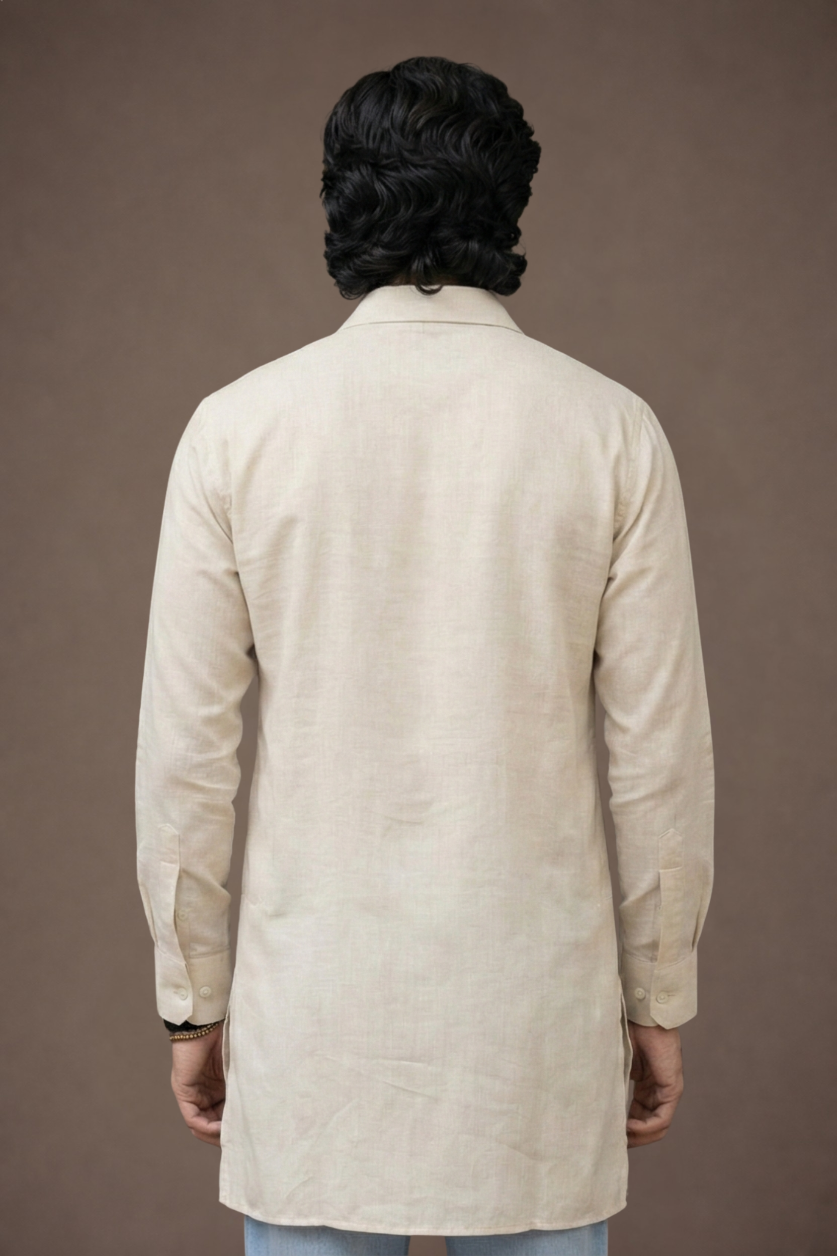 Off White Geometric Embroidered Kurta Men Straight Cut – Ethnoir India