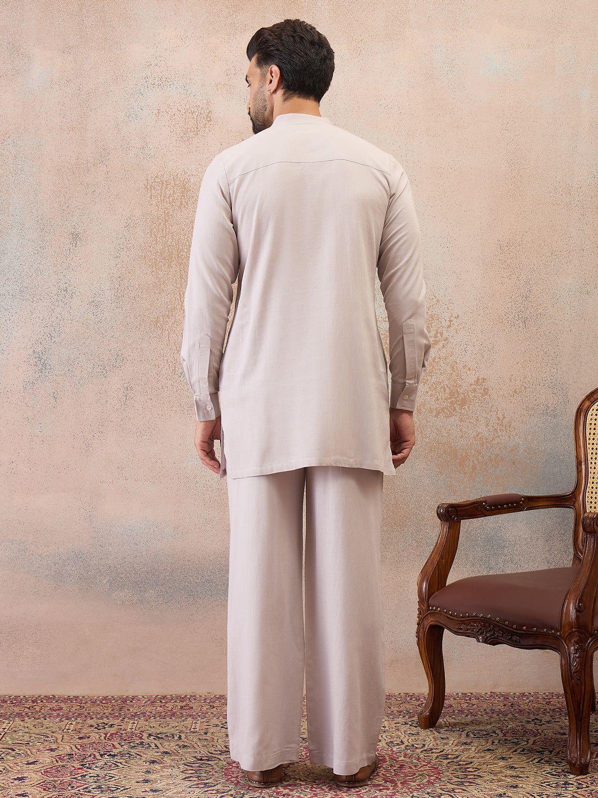 Ivory Cotton Linen Kurta Co-Ord Set