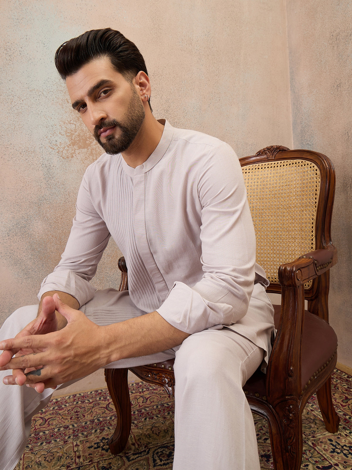 Ivory Cotton Linen Kurta Co-Ord Set