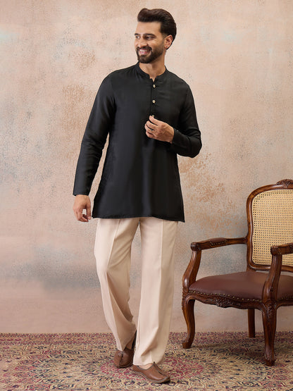 Noir Black Embroidered Kurta Set with Embroidered Dupatta & Korean Pants