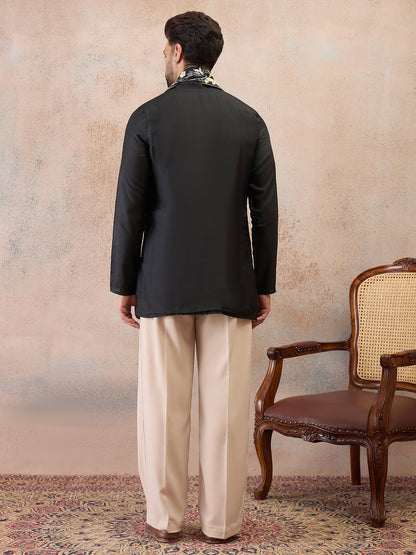 Noir Black Embroidered Kurta Set with Embroidered Dupatta & Korean Pants