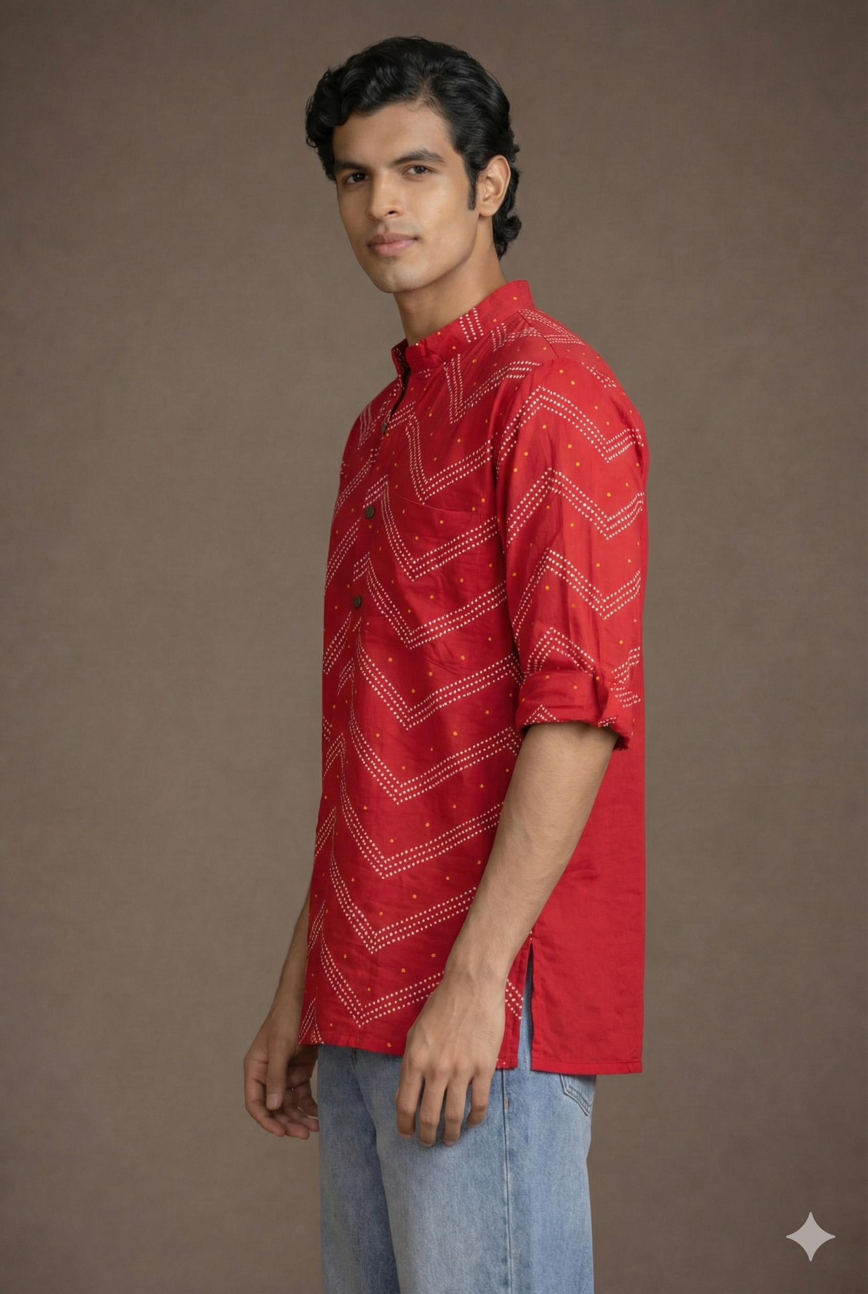 Red Bandhani Kurta Men Festive Ethnic Wear Navratri – Ethnoir India
